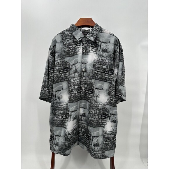 Vintage Southpole Men's XXL Button Shirt Short Sleeve button up polyester - Picture 3 of 8